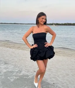 Aje Violette Bubble Hem Mini Dress Black Size 8 for rent on The Volte - image 5