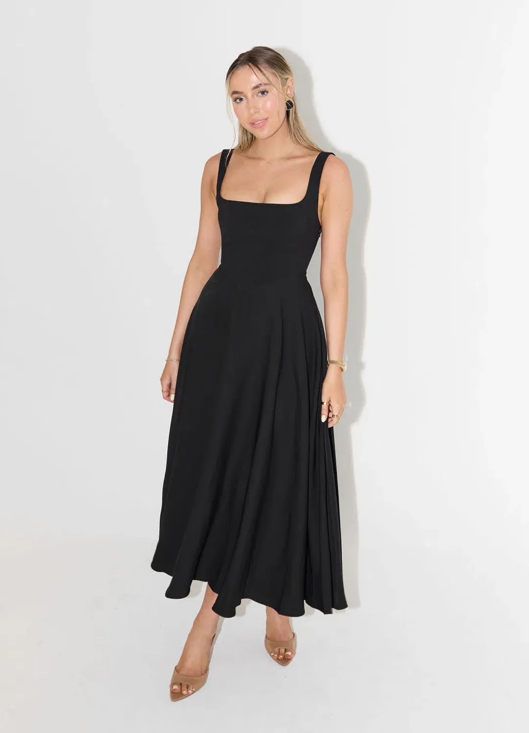 Odd Muse The Ultimate Muse High Waist Square Neck Midi Dress Black Size S / AU 8 for rent on The Volte - main image