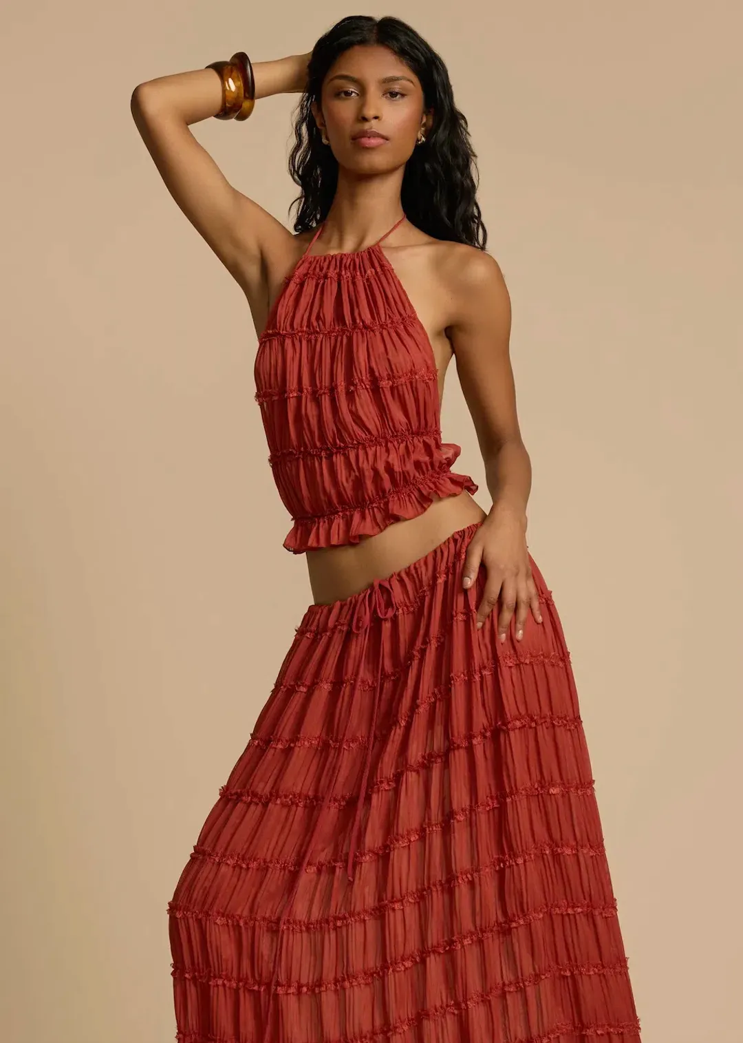 Arcina Ori Juliette Halter Top & Maxi Skirt Set Red Size S / AU 6-8 for rent on The Volte - main image