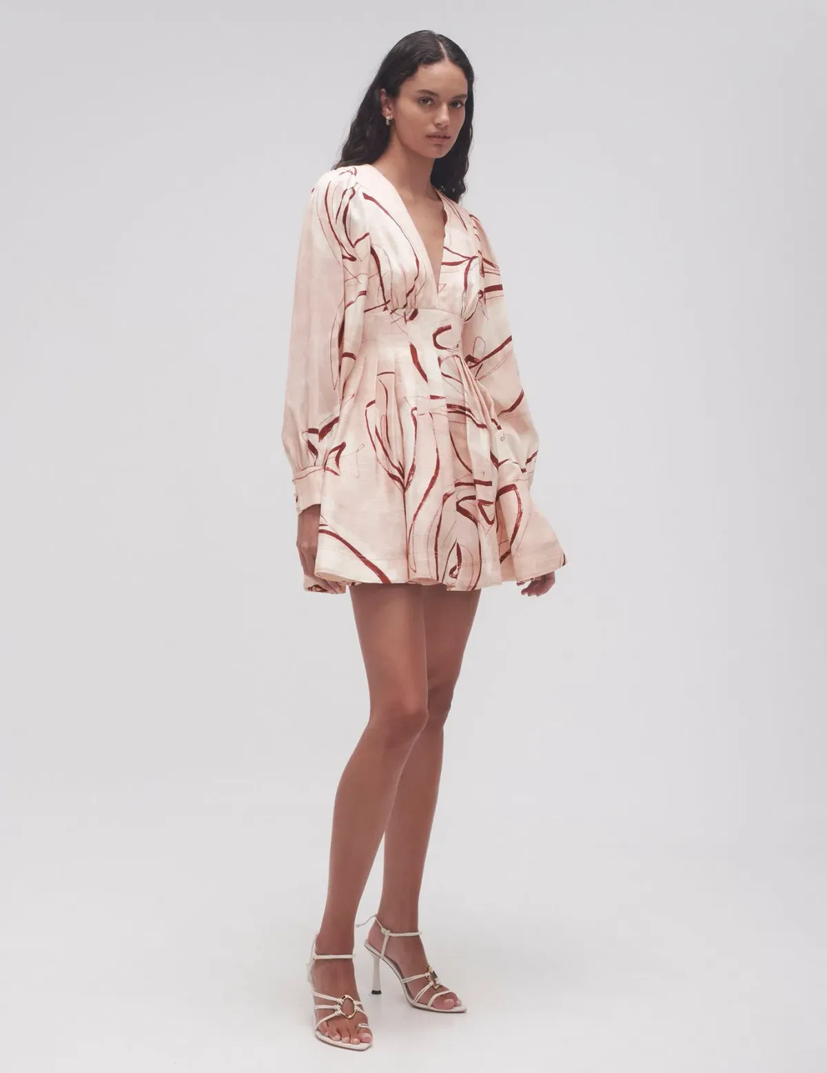 Aje Amelia Plunge Mini Dress Whimsical Dove Size 8 for rent on The Volte - main image