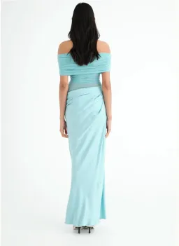 Benni  Nico off Shoulder Maxi Dress in Aquamarine Size 10 for rent on The Volte - image 3