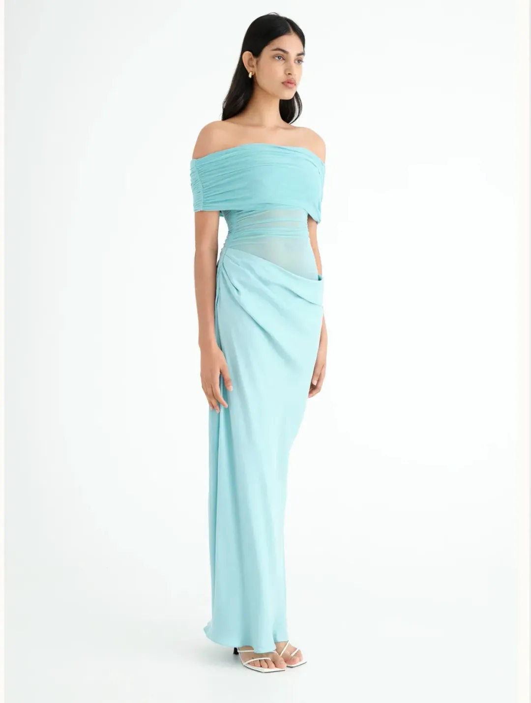 Benni  Nico off Shoulder Maxi Dress in Aquamarine Size 10 for rent on The Volte - main image