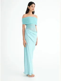 Benni  Nico off Shoulder Maxi Dress in Aquamarine Size 10 for rent on The Volte - image 1