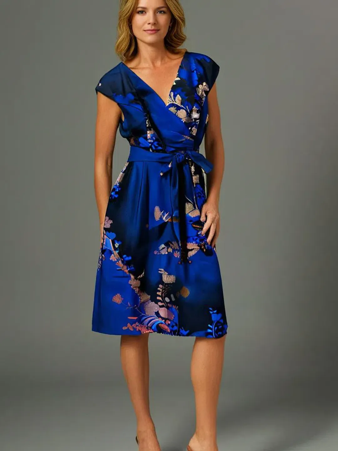 Alex Evenings Dress Royal Blue Floral Size 12 for rent on The Volte - main image