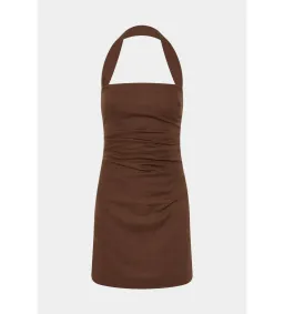 Sir The Label Noemi Halter Mini Dress in Chocolate Size 2 / AU 10 for rent on The Volte - image 5