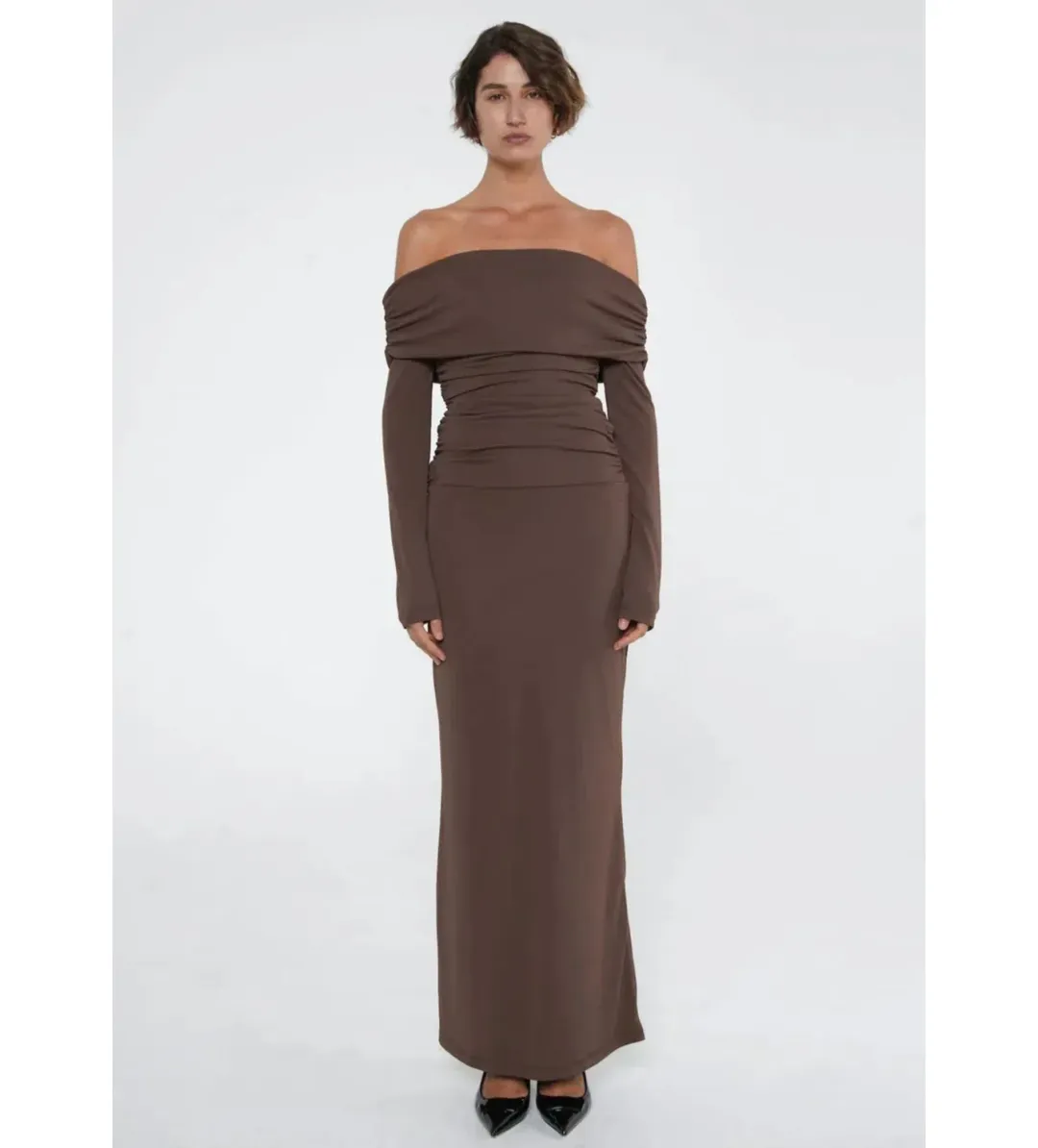 Benni Lorena Maxi Dress Ash Brown Size S / AU 8 for rent on The Volte - main image