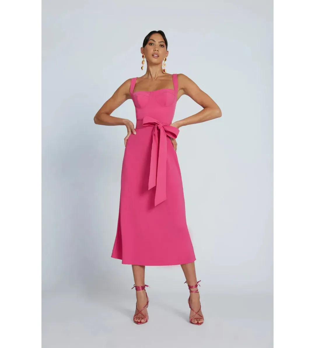 By Johnny Ora Bist Midi Dress Pink Size AU 8 for rent on The Volte - main image