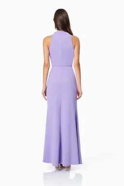 Elliatt Jade High Neckline Fitted Maxi Dress In Purple Size M / AU 10 for rent on The Volte - image 2