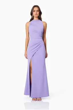 Elliatt Jade High Neckline Fitted Maxi Dress In Purple Size M / AU 10 for rent on The Volte - image 1