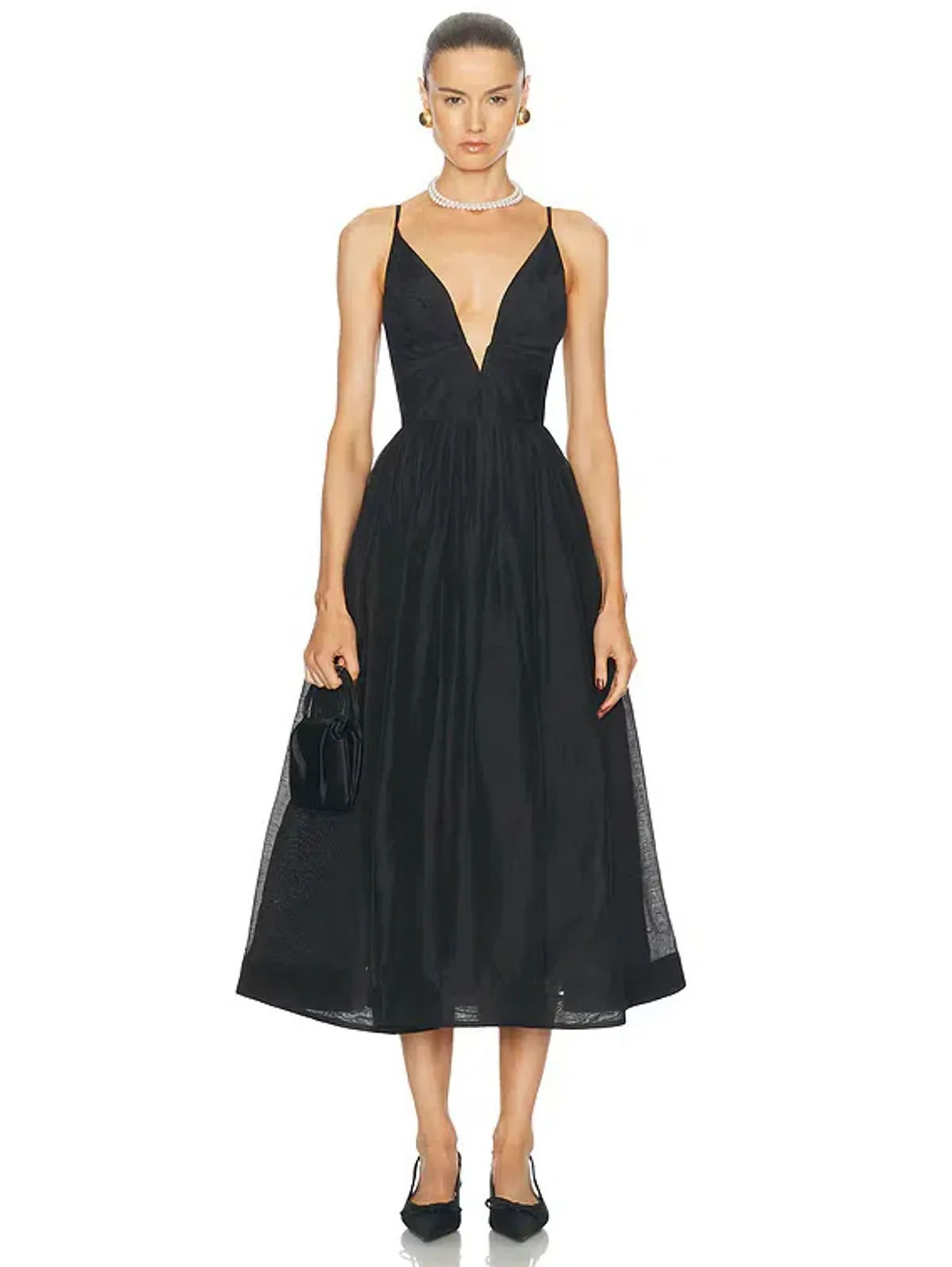 Zimmermann Illustration V Neck Midi Dress Black Size 1 / AU 10 for rent on The Volte - main image
