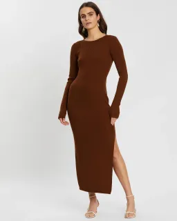 Bec & Bridge Freya Long Sleeve Knit Midi Dress Copper Size 6 for rent on The Volte - image 1