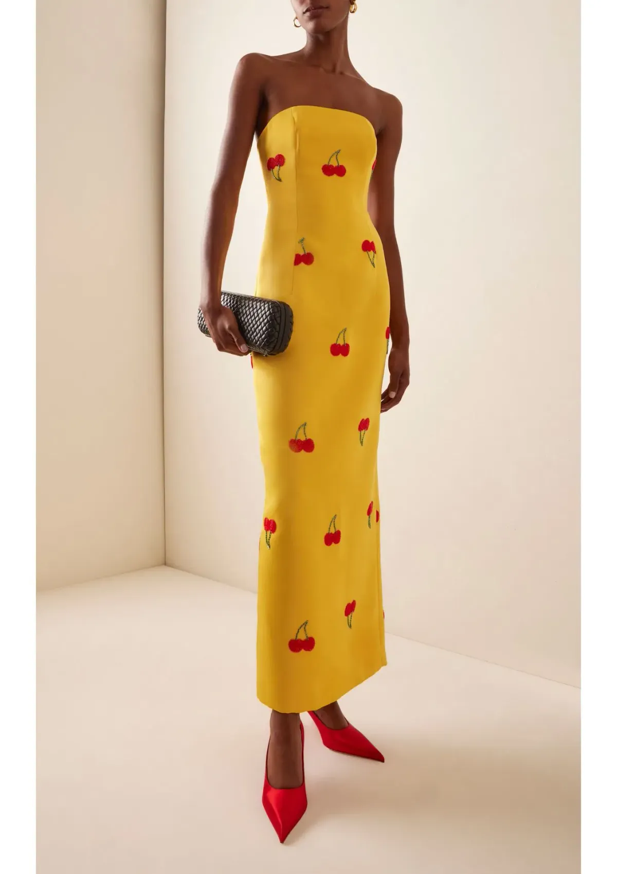 Leo Lin Rayna Embellished Bustier Maxi Dress Cherry Beading Size 10 for rent on The Volte - main image