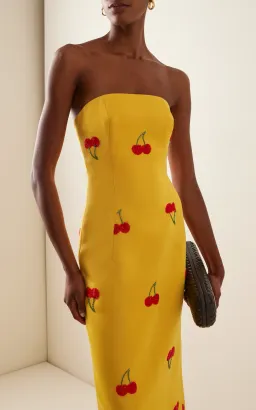 Leo Lin Rayna Embellished Bustier Maxi Dress Cherry Beading Size 10 for rent on The Volte - image 2