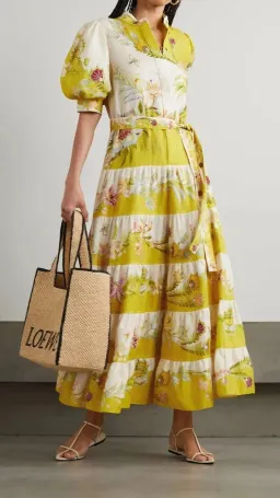 Alemais Ira Tiered Midi Dress Lemon/Cream Size AU 10 for rent on The Volte - image 12