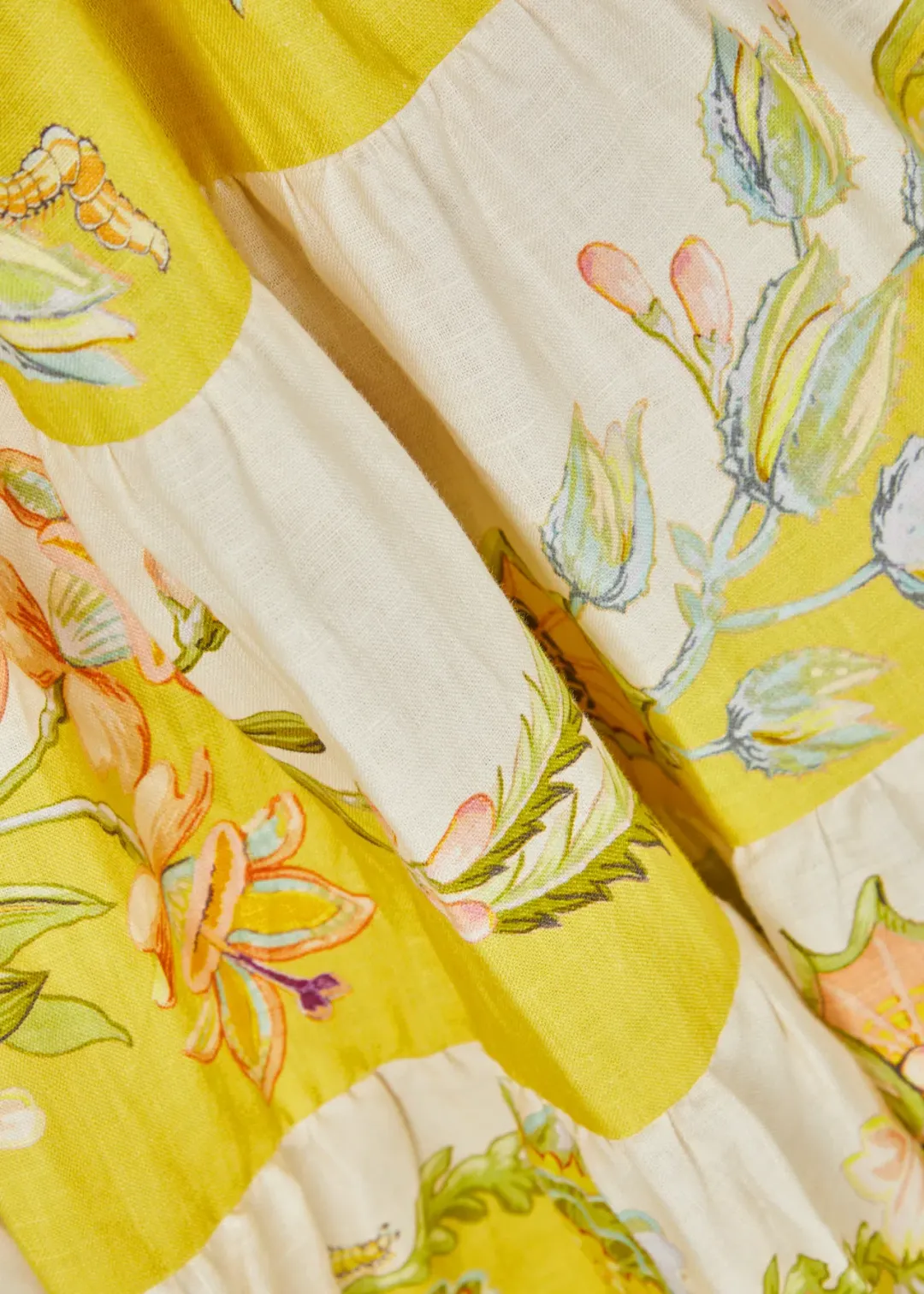 Alemais Ira Tiered Midi Dress Lemon/Cream Size AU 10 for rent on The Volte - main image