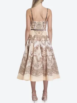 Zimmermann Crush Twist Front Midi Dress Peach Lace Print Size 0 / AU 8 for rent on The Volte - image 2