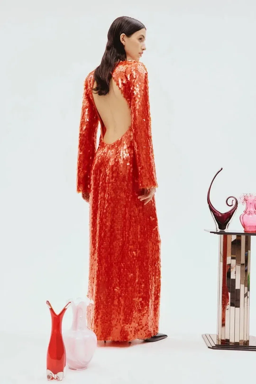 Alemais Geanie Long Sleeve Sequin Gown Red Size 8 AU for rent on The Volte - main image