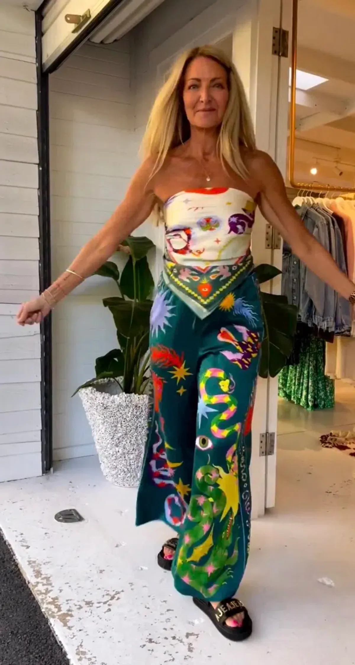 Alemais Lou Snake Scarf and Guardian Pants Set Green Multi Size 14 for rent on The Volte - main image