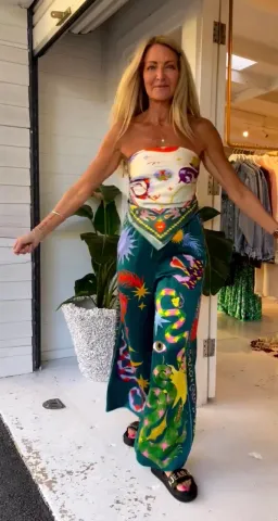 Alemais Lou Snake Scarf and Guardian Pants Set Green Multi Size 14 for rent on The Volte - image 1