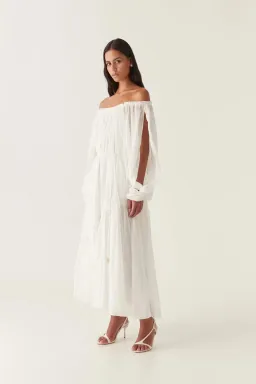 Aje Avani Smock Midi Dress Ivory Size 10 for rent on The Volte - image 1