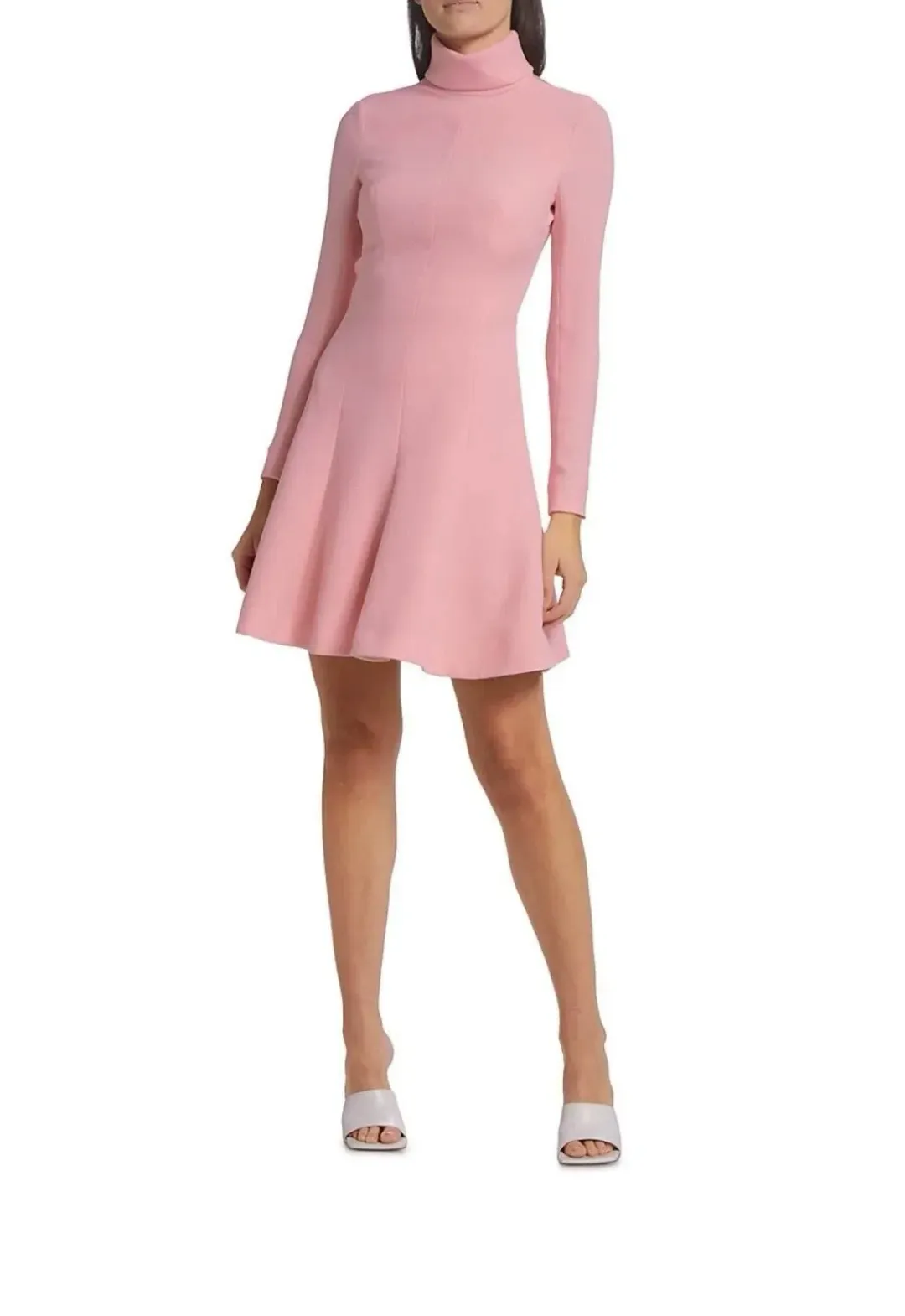 Emilia Wickstead Peony Pink Stella Dress, Size AU 16, Cutout Back Long Sleeve Turtleneck  for rent on The Volte - main image