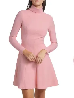 Emilia Wickstead Peony Pink Stella Dress, Size AU 16, Cutout Back Long Sleeve Turtleneck  for rent on The Volte - image 3