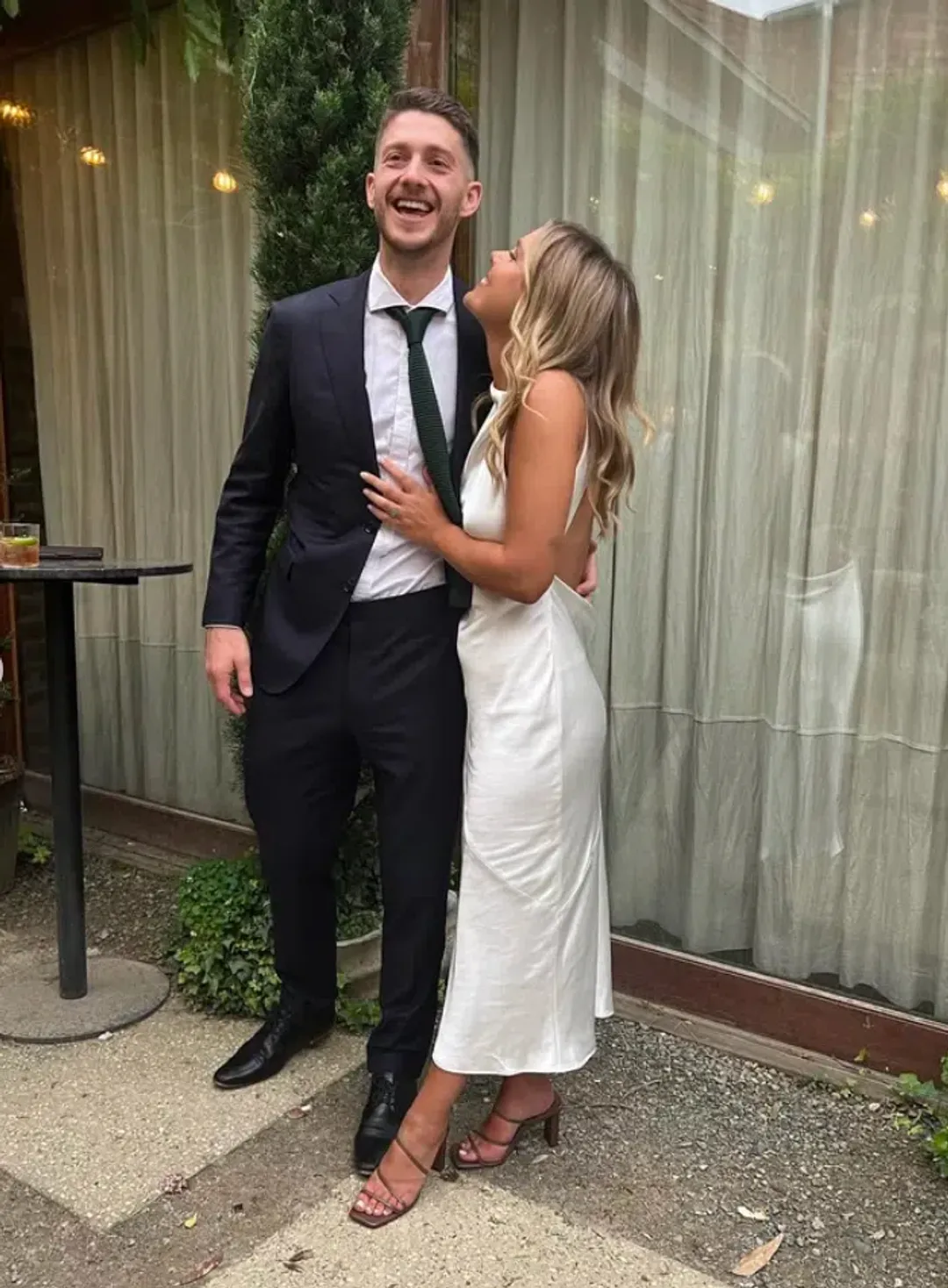 Third Form Satin Bias Cowl Back Maxi Dress White Size 8 for rent on The Volte - main image