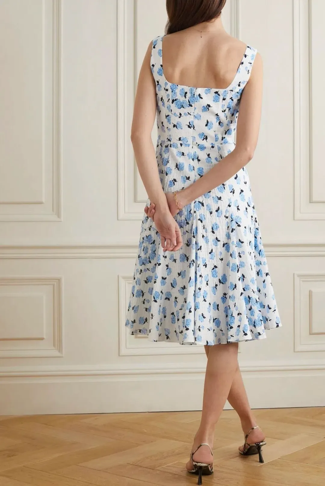 Emilia Wickstead Dena Floral Print Dress Swiss-dot Light Blue  Size AU 12 for rent on The Volte - main image