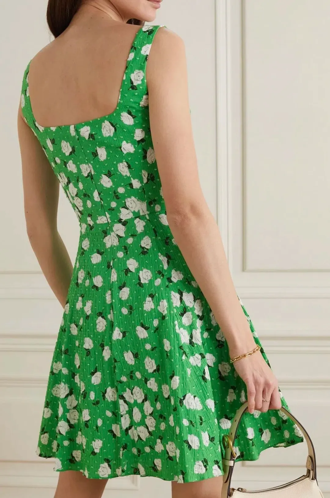 Emilia Wickstead Panna Floral Print Dress Green & White Stretch Cotton Size AU 4 for rent on The Volte - main image