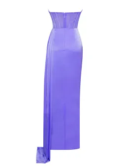 Miss Circle Prisa Very Peri High Slit Satin Corset Gown Purple Size 8/S for rent on The Volte - image 2