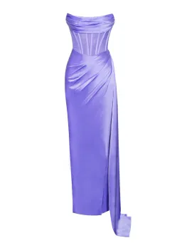 Miss Circle Prisa Very Peri High Slit Satin Corset Gown Purple Size 8/S for rent on The Volte - image 10