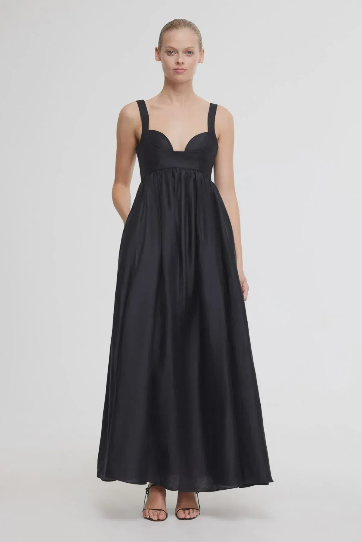 Acler Sandgate Midi Dress Black Size 8 for rent on The Volte - main image