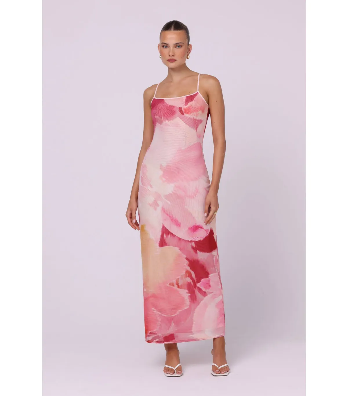 Isabelle Quinn Nora Mesh Maxi Dress Dahlia Floral Size 6 for rent on The Volte - main image