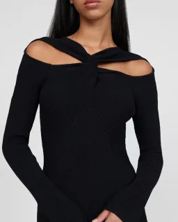 By Johnny Cable Twist Knit Dress in Black Size 8  for rent on The Volte - image 2