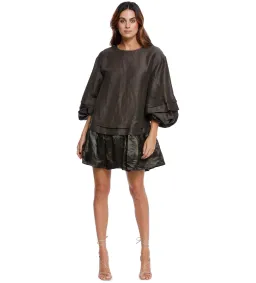 AJE  Gracious Smock Dress  Khaki Matte Size 8  for rent on The Volte - image 1