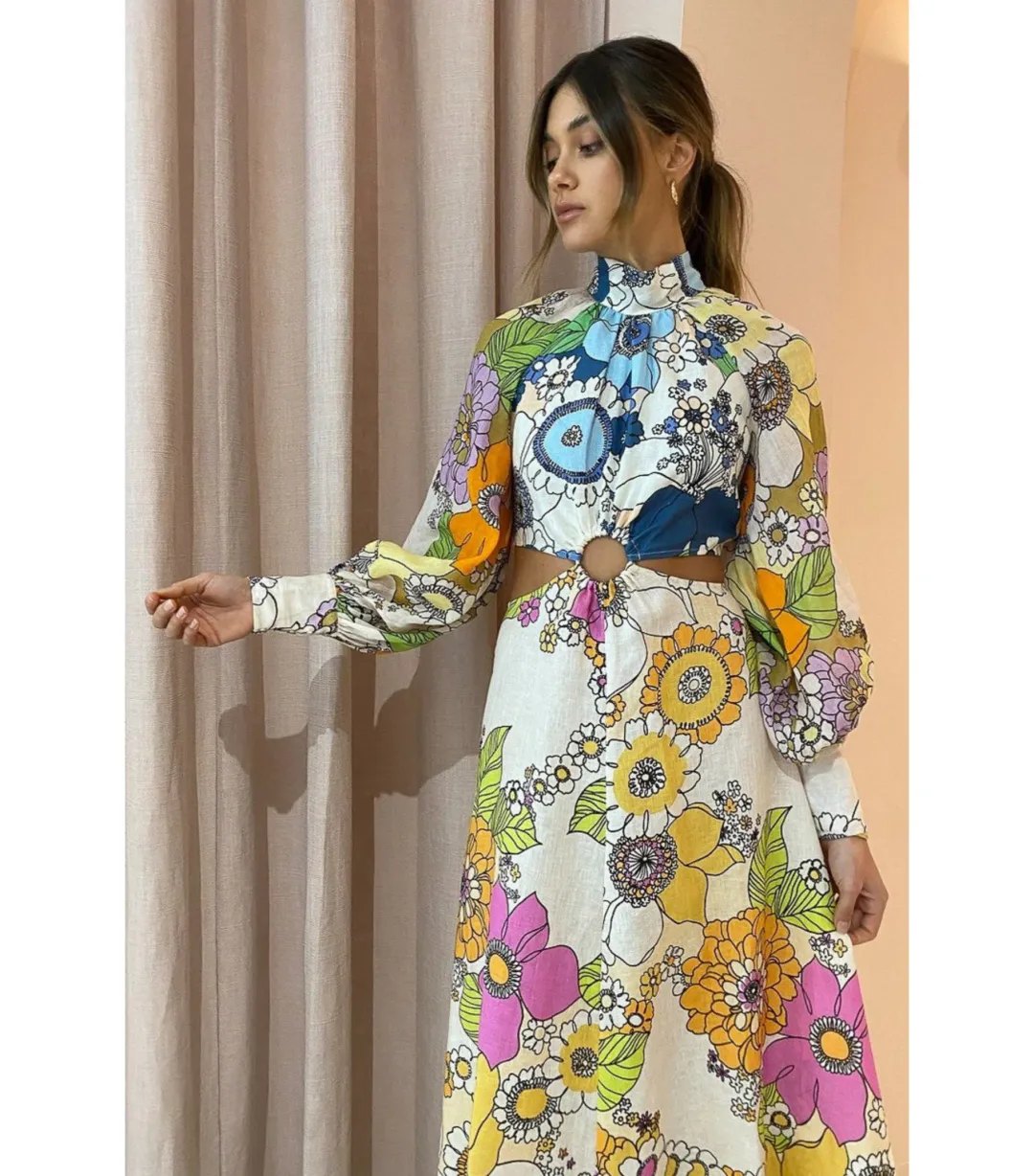 Alemais Farrah Cut Out Dress Multi Size 8 for rent on The Volte - main image