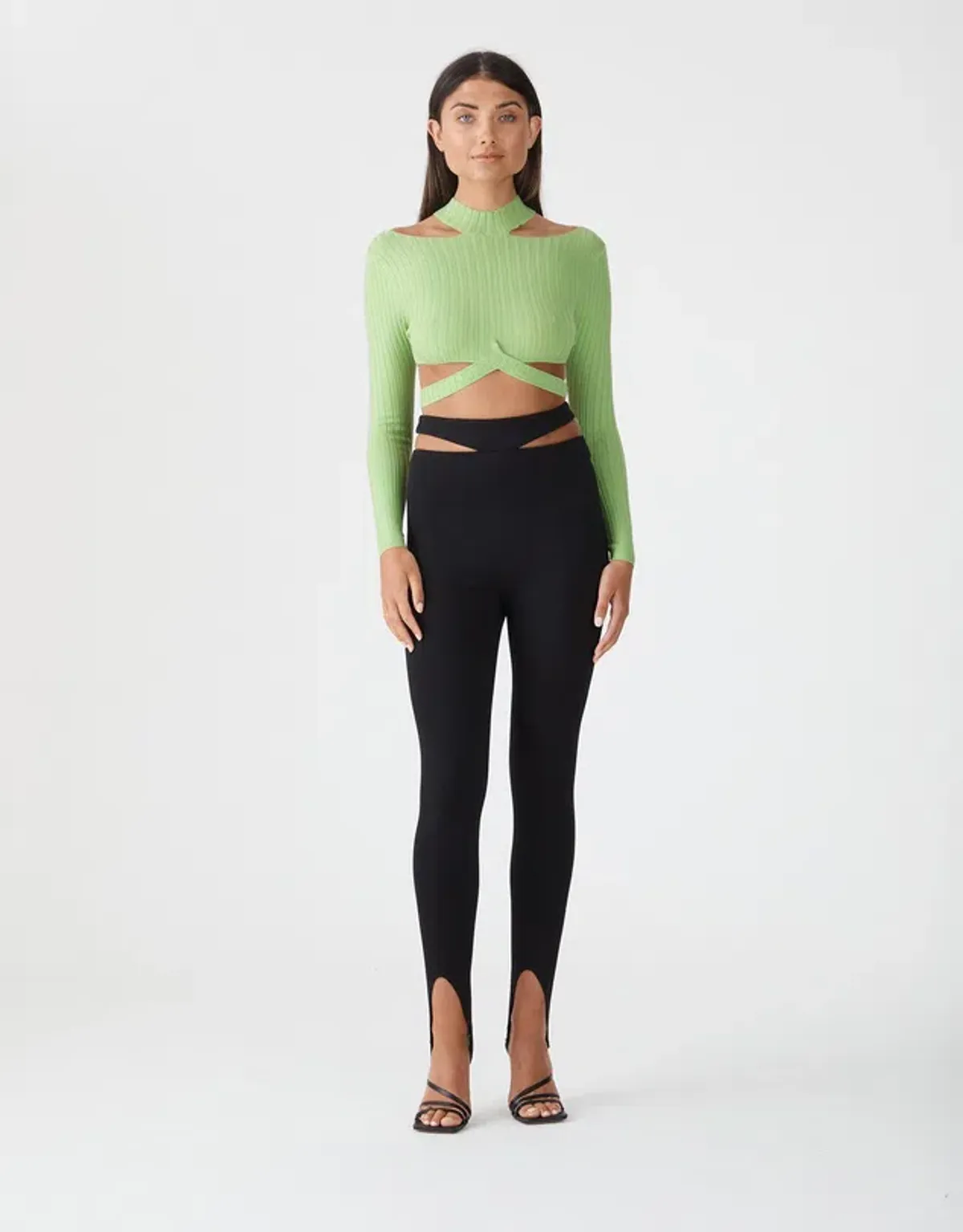 San Sloane Richards Rib Knit Top in Green Size 8 for rent on The Volte - main image