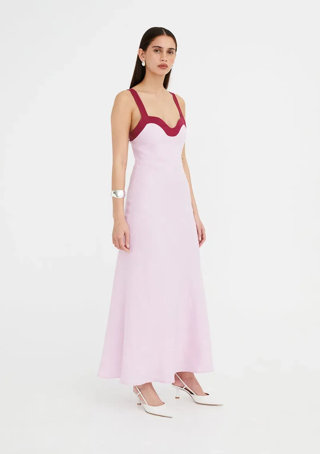 Jillian Boustred Linen Regina Dress Pink Size 1/Au 6  for rent on The Volte - main image