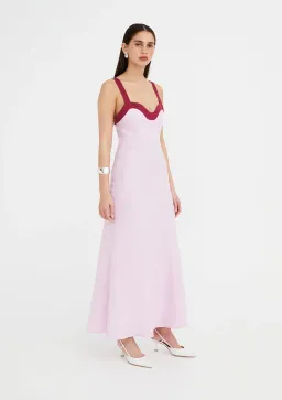 Jillian Boustred Linen Regina Dress Pink Size 1/Au 6  for rent on The Volte - image 1