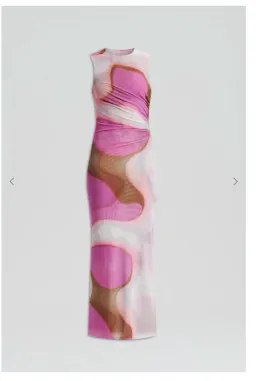 Scanlan Theodore Italian Watercolour Print Dress Pink Tan Size 6 for rent on The Volte - image 4