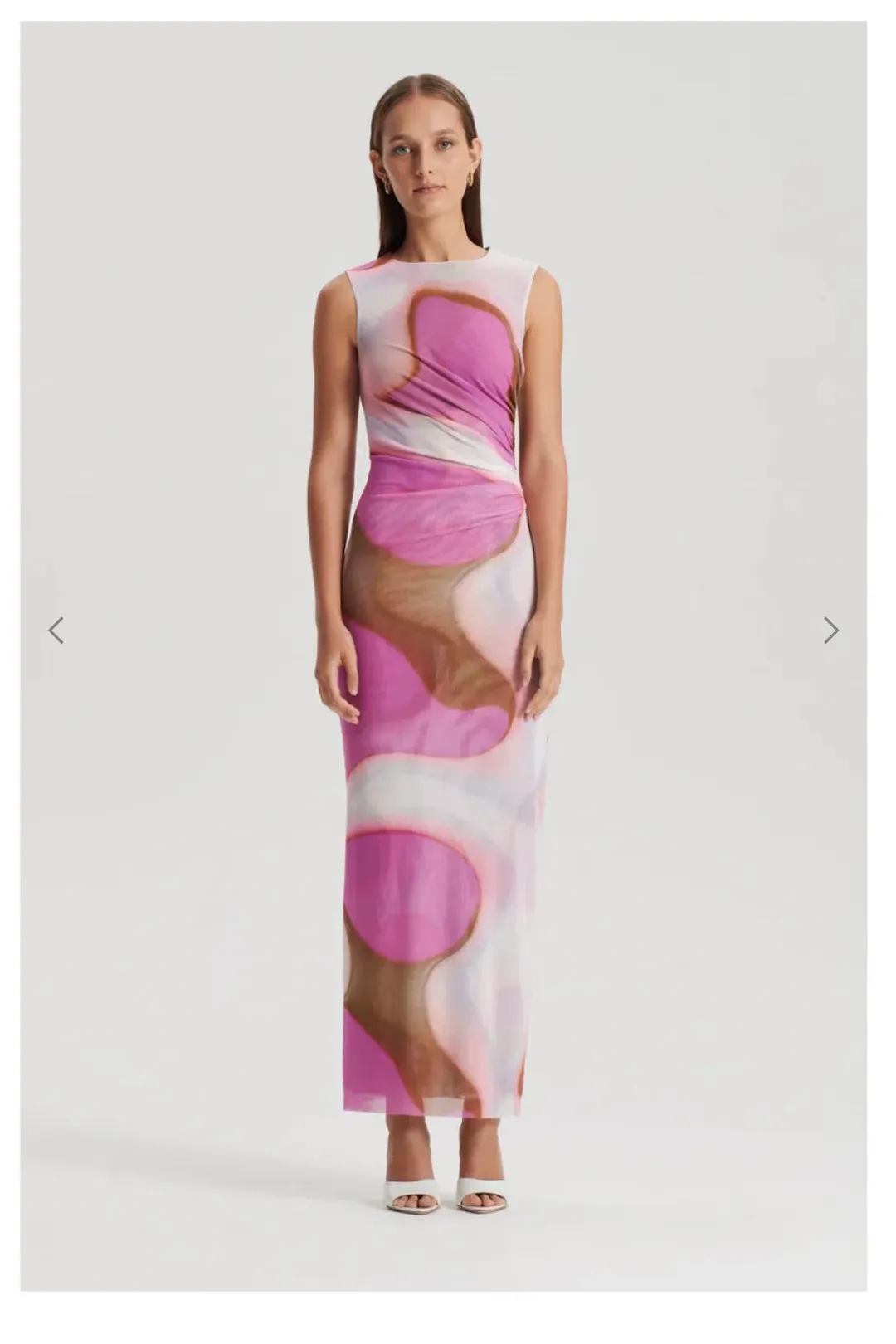 Scanlan Theodore Italian Watercolour Print Dress Pink Tan Size 6 for rent on The Volte - main image