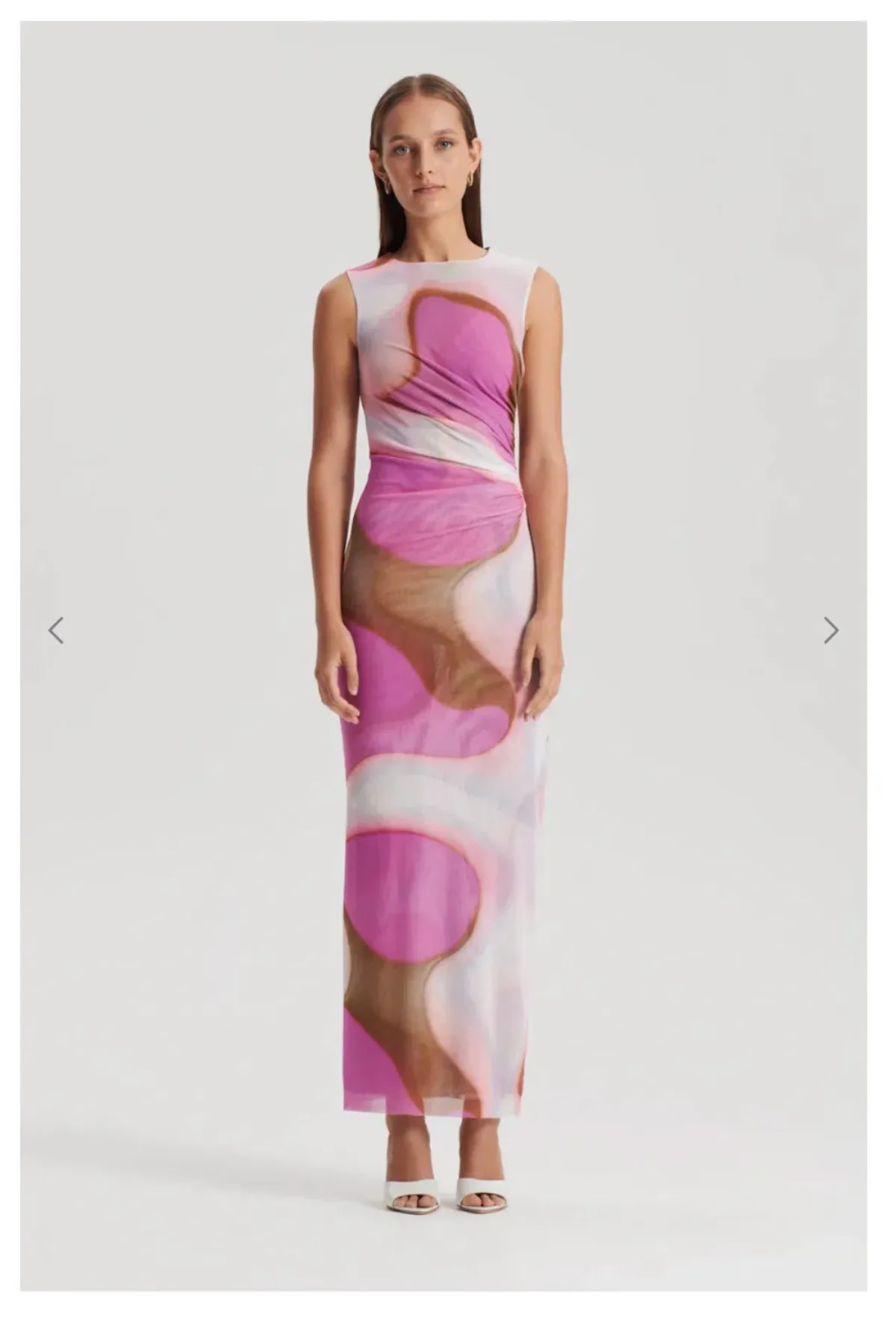 Scanlan Theodore Italian Watercolour Print Dress Pink Tan Size 6 for rent on The Volte - main image