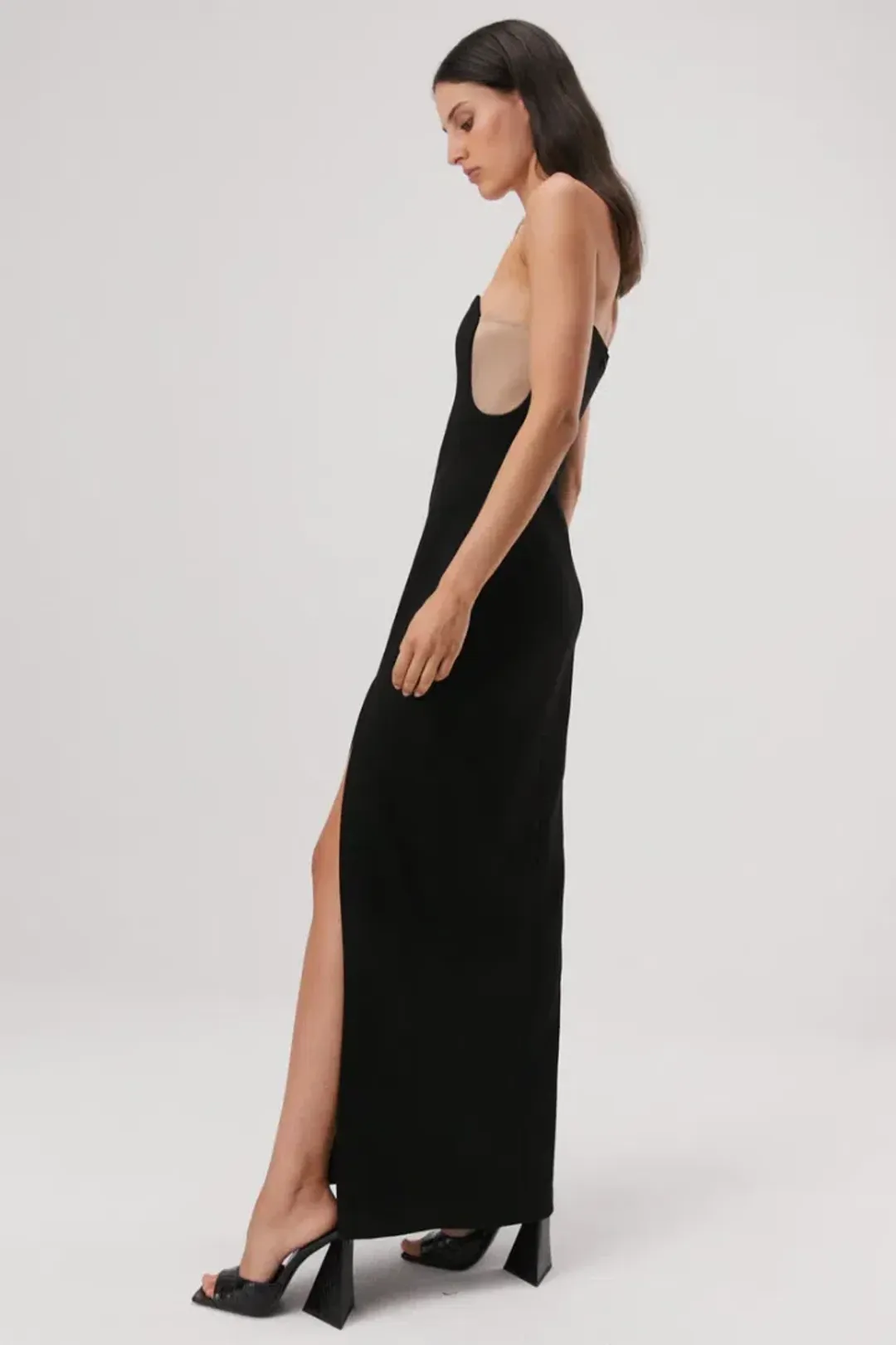 MISHA Ensley Strapless Gown Black Size 12  for rent on The Volte - main image