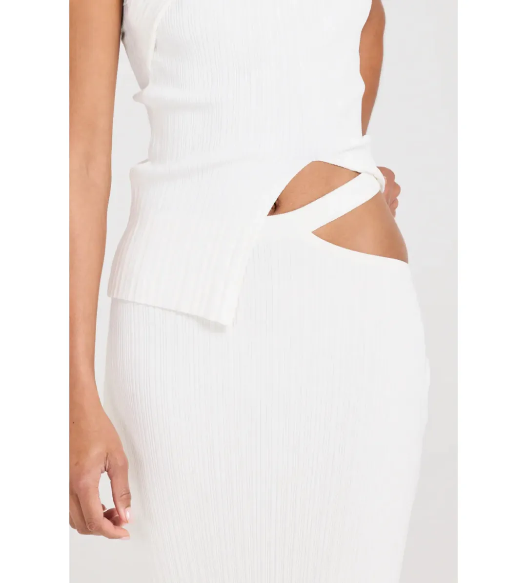 Henne Romee Knit Top and Skirt Set White Size AU 10 for rent on The Volte - main image