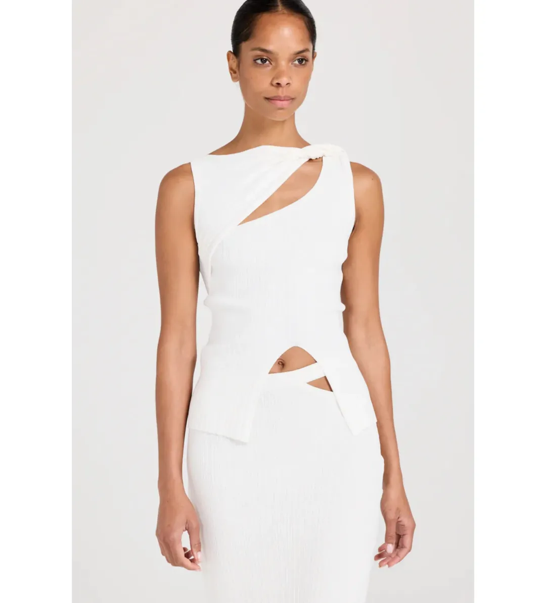 Henne Romee Knit Top and Skirt Set White Size AU 10 for rent on The Volte - main image