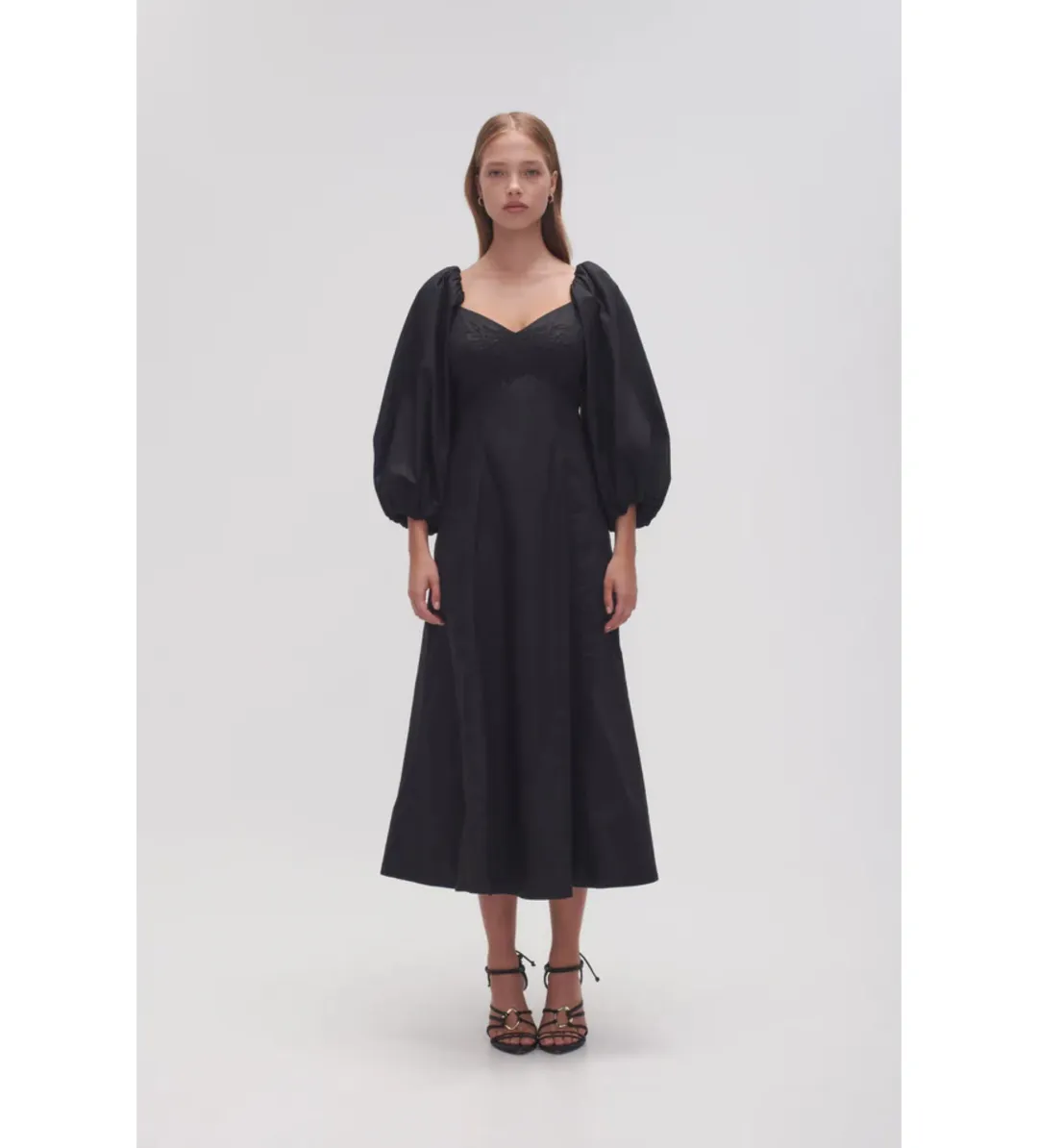 Aje Hester Corsetted Midi Dress Black Size AU 14 for rent on The Volte - main image