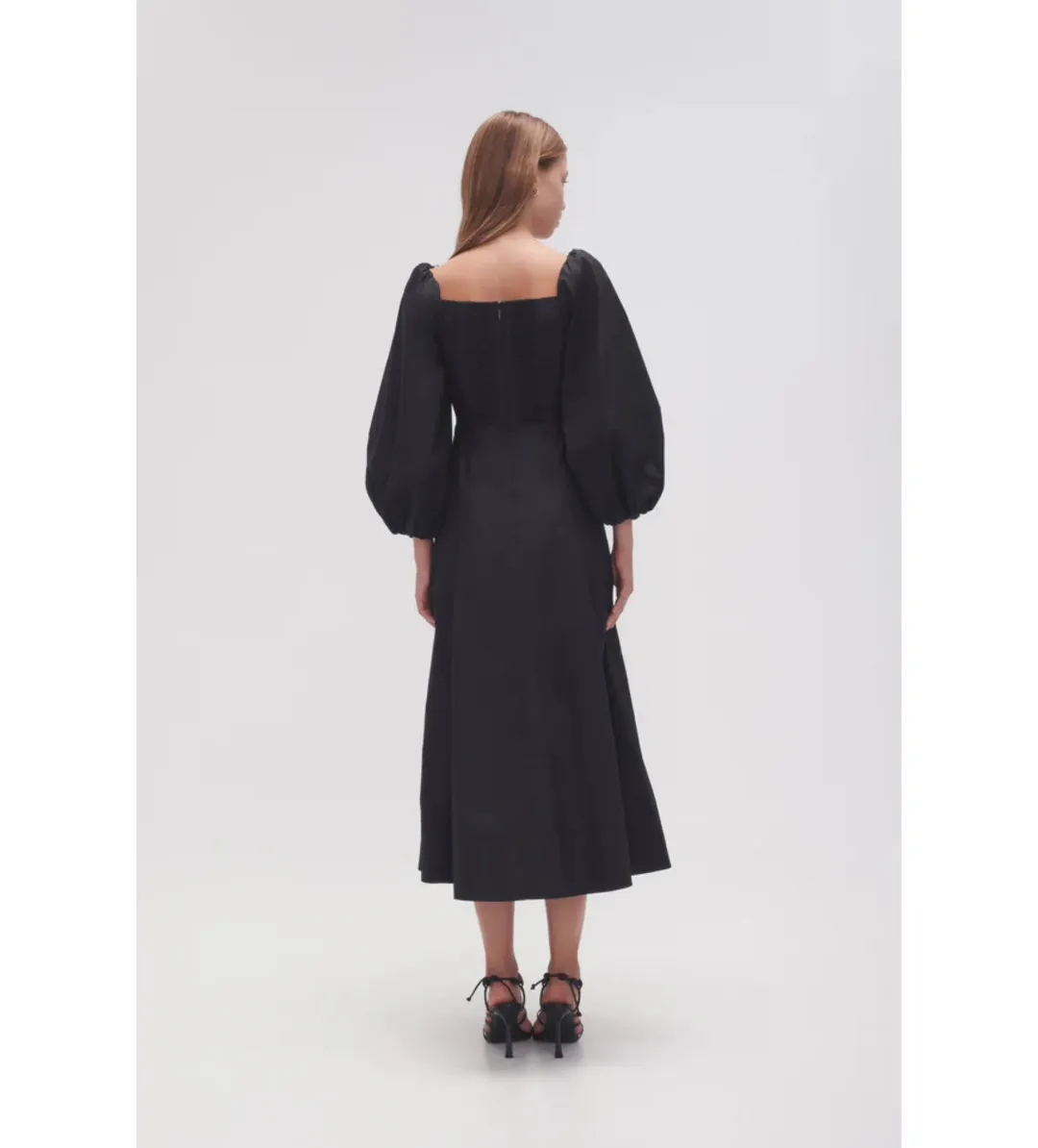 Aje Hester Corsetted Midi Dress Black Size AU 14 for rent on The Volte - main image