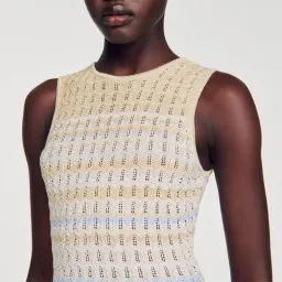 Sandro Pointelle Knit Dress in Blue Ombre Size AU 8 for rent on The Volte - image 5