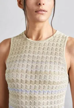 Sandro Pointelle Knit Dress in Blue Ombre Size AU 8 for rent on The Volte - image 2