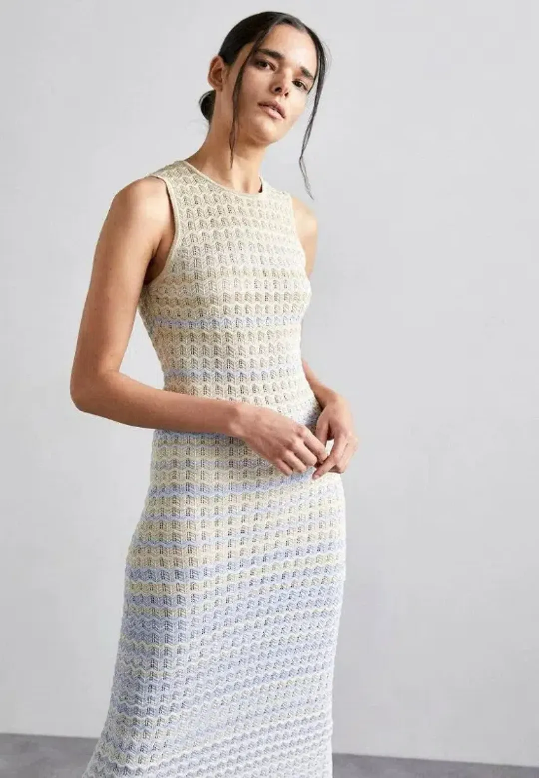 Sandro Pointelle Knit Dress in Blue Ombre Size AU 8 for rent on The Volte - main image